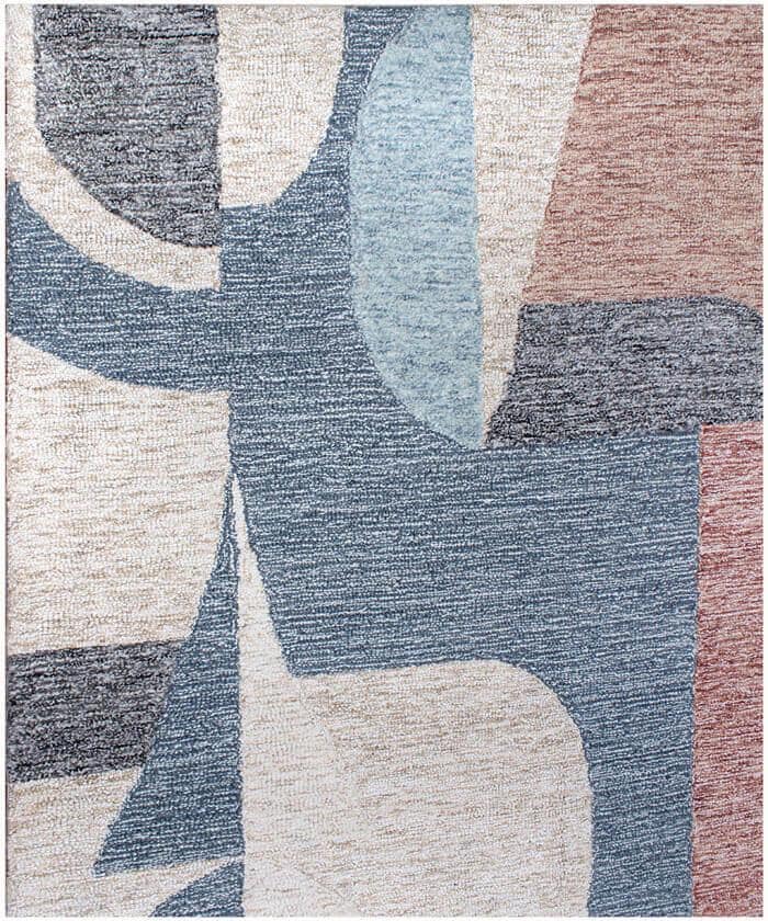 Abstract Geometric Hand-Tufted Wool Rug | Modern Earth Tones
