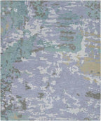 Modern Abstract Watercolor Area Rug - Hand-Tufted Wool - Blue, Sage & Lavender - 5x8, 8x10 - Soft Textured Rug for Living Room