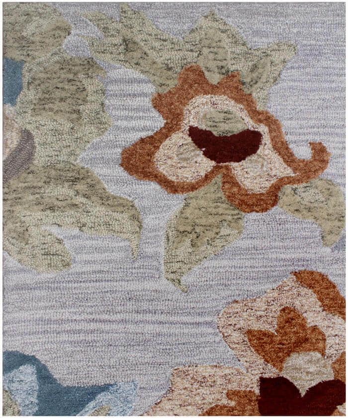 Hand Tufted Wool Area Rug - Modern Floral Sage Green Terracotta Blue Large Rug 5x8 8x10 - Thick Plush Botanical Carpet for Living & Bedroom