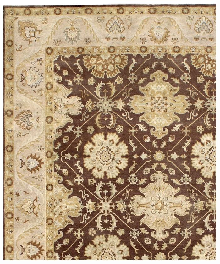 Hand-Knotted Brown & Beige Oriental Area Rug - 9x12 Classic Medallion Wool Carpet for Living Room, Dining, or Bedroom