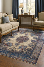 8x10 Luxury Hand-Knotted Wool & Bamboo Silk Rug | Distressed Medallion