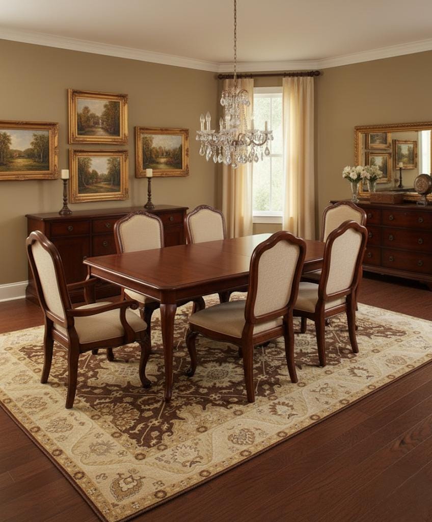 Hand-Knotted Brown & Beige Oriental Area Rug - 9x12 Classic Medallion Wool Carpet for Living Room, Dining, or Bedroom