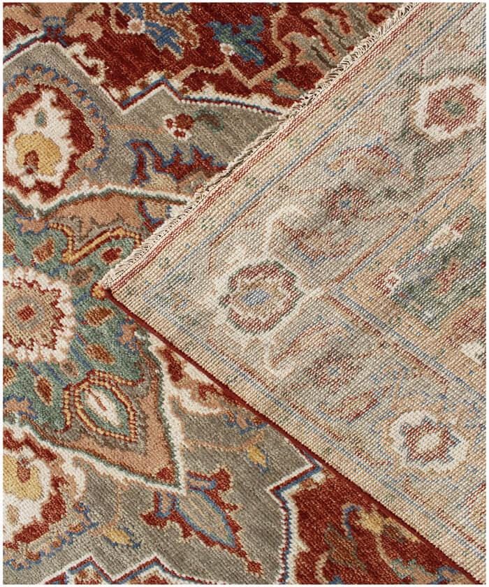 8x10 Hand-Knotted Wool Rug - Authentic Vintage/Modern/Oushak Rust Ivory Area Rug for Living Room, Large Natural Fiber Handwoven Carpet