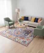 Hand-Knotted Oushak Wool Rug - Modern Transitional Floral Area Rug