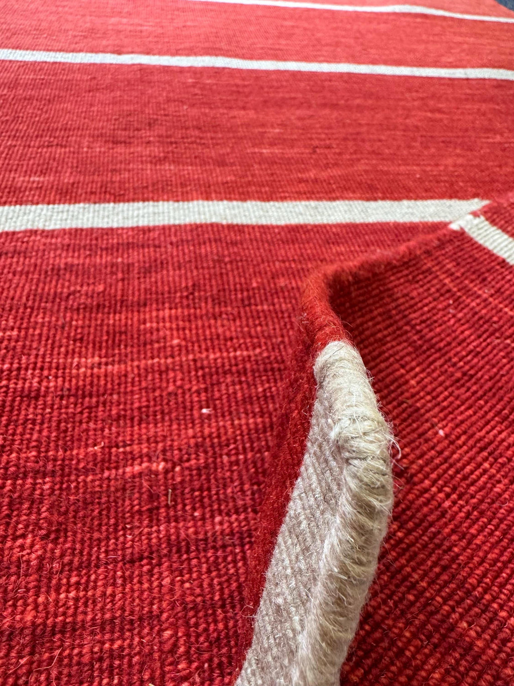 Modern Reversable Boho Striped Rug - Earthy Gradient Wool Kilim-Handwoven Flatweave Area Rug for Living Room - Scandinavian Dhurrie 5x8 8x10