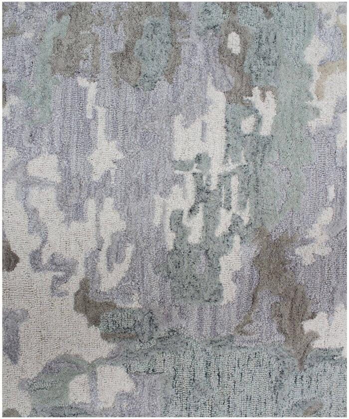 Modern Abstract Watercolor Area Rug - Hand-Tufted Wool - Blue, Sage & Lavender - 5x8, 8x10 - Soft Textured Rug for Living Room