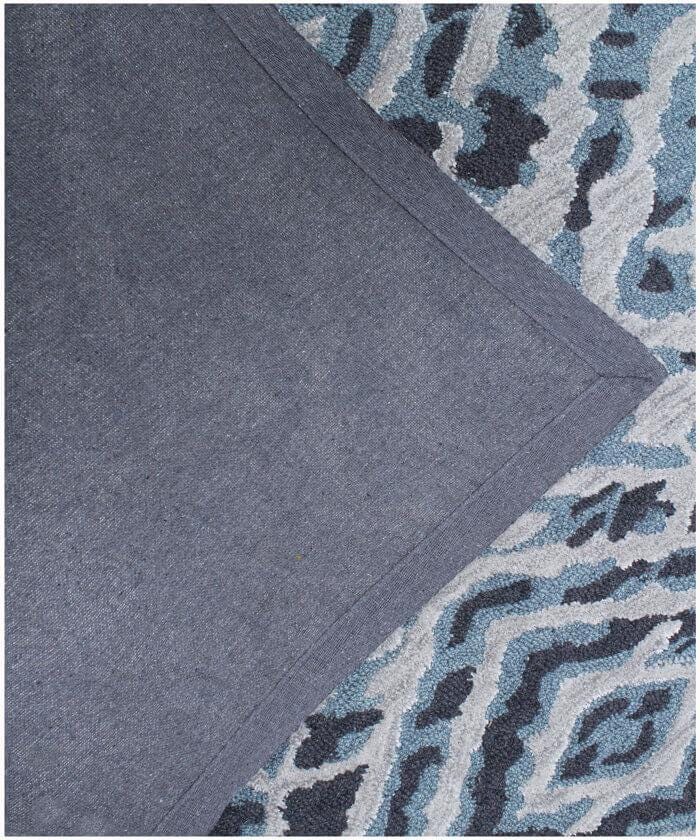 Blue Abstract Geometric Area Rug - Hand-Tufted Wool Carpet for Living Room, Bedroom | Modern Boho Transitional Rug | 5x8, 8x10 Large carpet