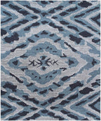 Blue Abstract Geometric Area Rug - Hand-Tufted Wool Carpet for Living Room, Bedroom | Modern Boho Transitional Rug | 5x8, 8x10 Large carpet