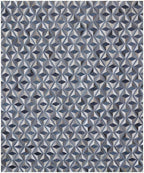 Modern 3D Geometric Cowhide Rug - Denim Blue & Grey Patchwork Handmade Area Rug - Large 8x10 Genuine Leather Carpet