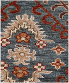 6x9 ft Hand-Knotted Navajo Style Wool Area Rug | 10x14 ft Southwestern Terracotta & Indigo handmade rug