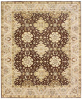 Hand-Knotted Brown & Beige Oriental Area Rug - 9x12 Classic Medallion Wool Carpet for Living Room, Dining, or Bedroom