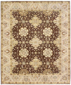 Hand-Knotted Brown & Beige Oriental Area Rug - 9x12 Classic Medallion Wool Carpet for Living Room, Dining, or Bedroom