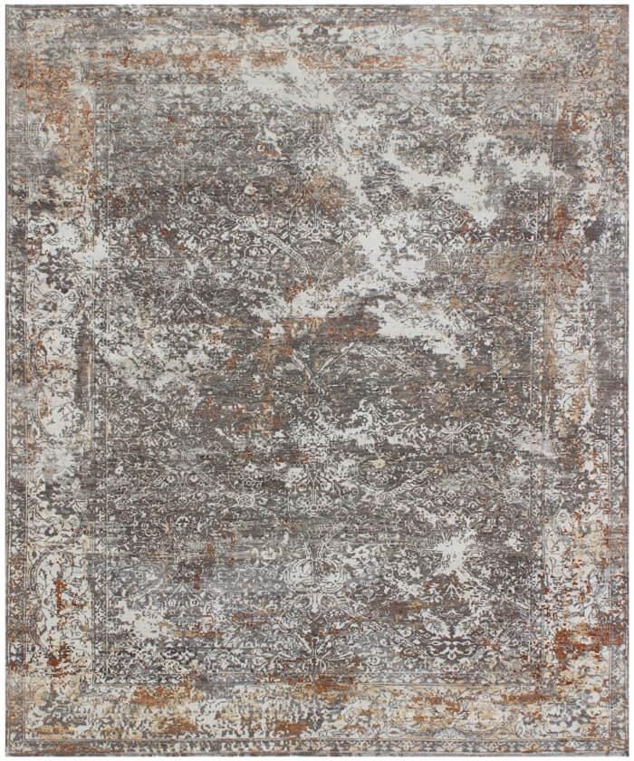 Silver Ivory Hand-Knotted Area Rug-Wool & Bamboo Silk Rug 10x14 ft and 12x15 ft Elegant Distressed Traditional carpet