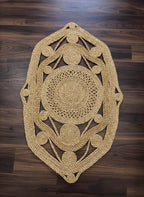 Natural Jute Accent Rug | Unique Ogee Shape 2x3 Mat