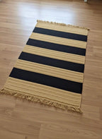 Modern Striped Jute Rug | 5x9 ft Black & Natural Area Mat