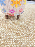 5x8 Natural White Braided Jute Rug,  Boho Handwoven Sisal Floor Mat