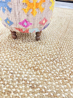 5x8 Natural White Braided Jute Rug,  Boho Handwoven Sisal Floor Mat