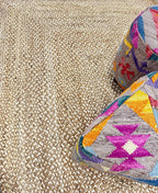 5x8 Natural White Braided Jute Rug,  Boho Handwoven Sisal Floor Mat