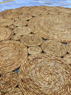 Hand-Stitched Jute 5.5x5.5 Round Rug, Minimalist Boho Decor