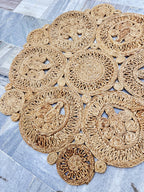 Handmade Jute 3.5x3.5 round Rug, Boho Entryway Jute Area Rug