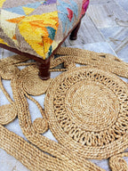 Natural Jute Accent Rug | Unique Ogee Shape 2x3 Mat