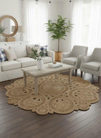 Handmade Jute 3.5x3.5 round Rug, Boho Entryway Jute Area Rug