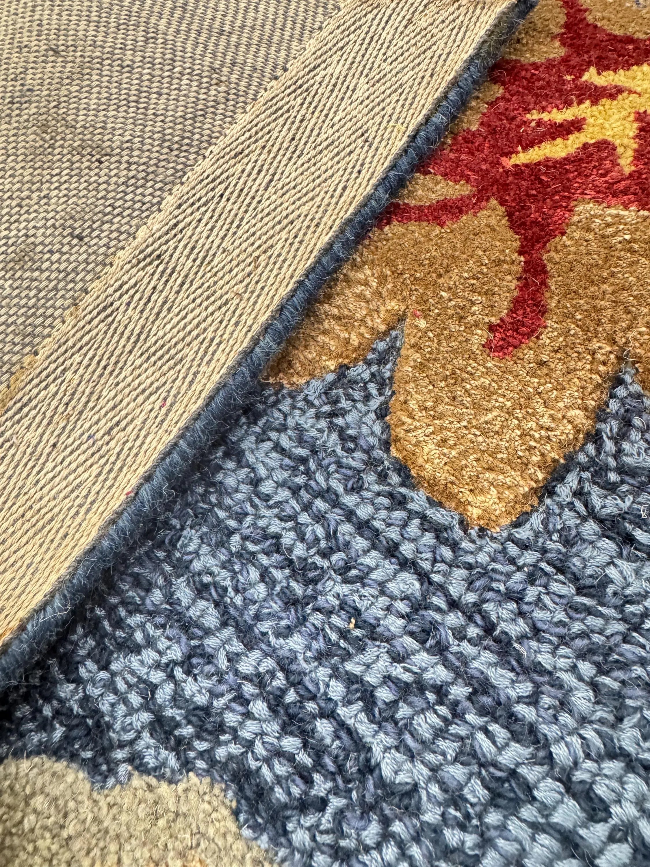 Hand-Tufted Floral Wool Rug - Blue & Ochre (5x8)