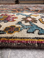 8x10 Hand-Knotted Wool Rug: Modern Traditional Medallion in Charcoal & Plum