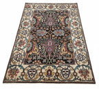 8x10 Hand-Knotted Wool Rug: Modern Traditional Medallion in Charcoal & Plum