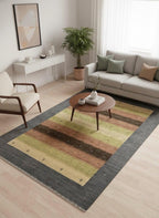 Modern Gabbeh Rug 8x9 Hand-Knotted Wool Area Rug