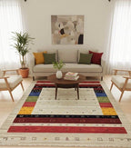 Modern Tribal Elegance: Handmade 8x9 Gabbeh Wool Rug