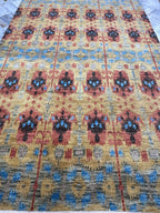 6x9 Hand-Knotted Wool Ikat Rug – Modern Oushak Style Medallion Area Rug