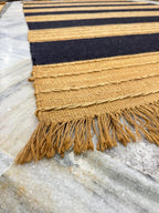 Modern Striped Jute Rug | 5x9 ft Black & Natural Area Mat