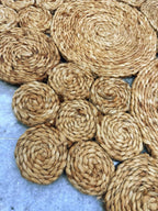 Hand-Stitched Jute 5.5x5.5 Round Rug, Minimalist Boho Decor