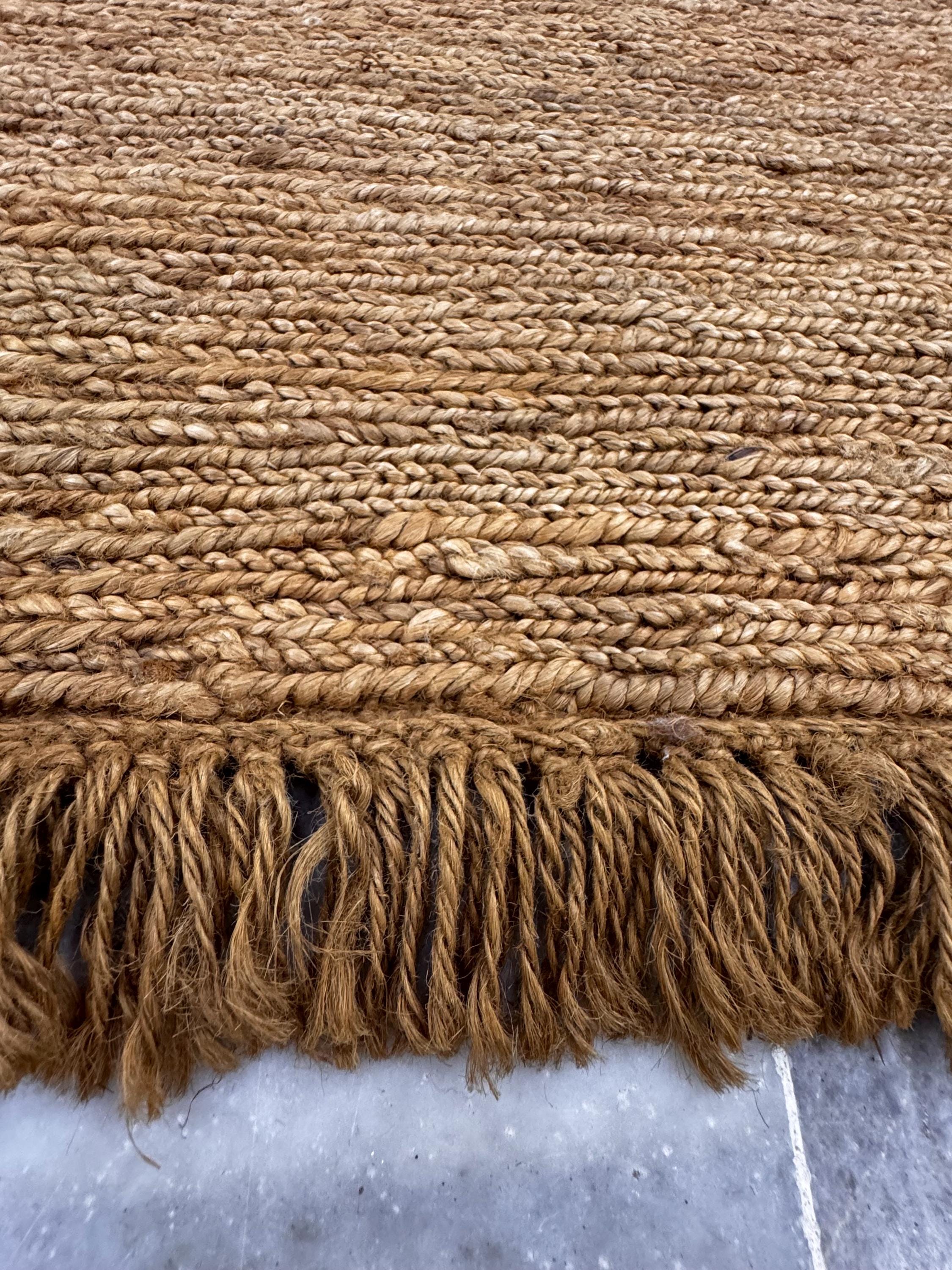 5x8 Jute Braided Rug, Natural Rustic Handwoven Area Rug