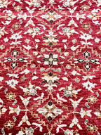 Luxury 8x 10 Red Hand-Knotted Rug, Traditional Floral Pattern Wool Area Carpet for Elegant living room dining room handmade gift