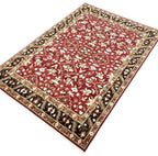 8x10 ft Traditional Floral Medallion Hand-Knotted Wool Rug - Crimson & Espresso