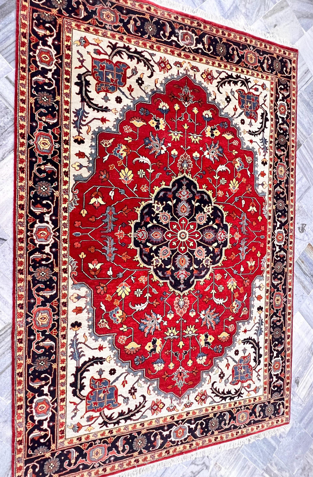 5x8 Handmade Red Persian Style Rug , Traditional Oriental Carpet