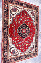 5x8 Handmade Red Persian Style Rug , Traditional Oriental Carpet