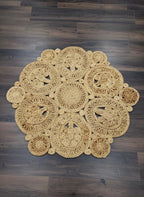Handmade Jute 3.5x3.5 round Rug, Boho Entryway Jute Area Rug