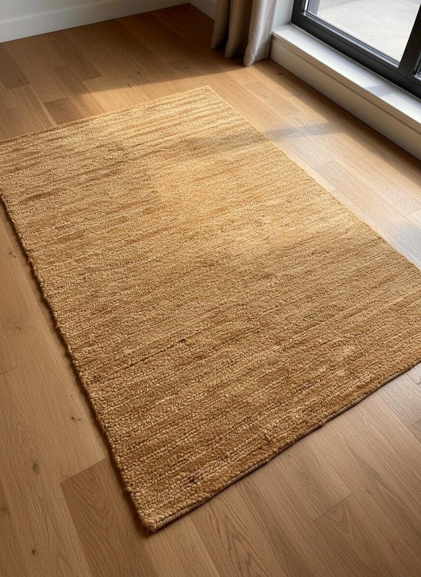 Natural Jute 4x6 Handwoven Area Rug | Minimalist Coastal Boho Decor
