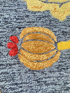 Hand-Tufted Floral Wool Rug - Blue & Ochre (5x8)