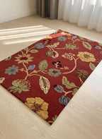 Vintage Floral Hand-Tufted Wool Rug – 5x8 Red Botanical Area Rug