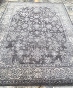 8x10 Hand-Knotted Charcoal Oushak Wool Rug