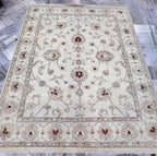 Ivory maroon Hand-Knotted Oushak Style 8x10 Wool Rug