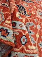 8x10 Hand-Knotted Terracotta & Sage Wool Rug