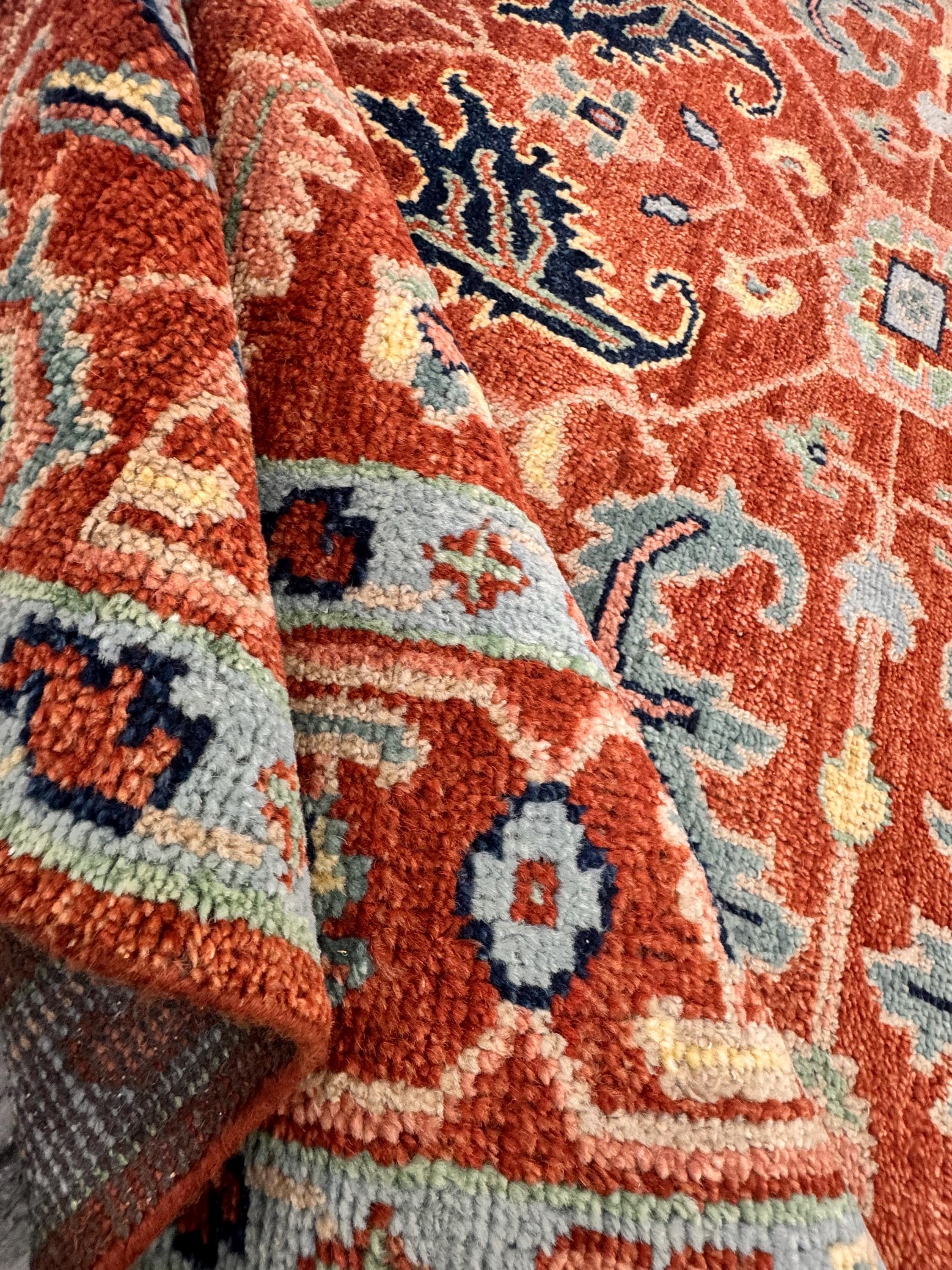 8x10 Hand-Knotted Terracotta & Sage Wool Rug