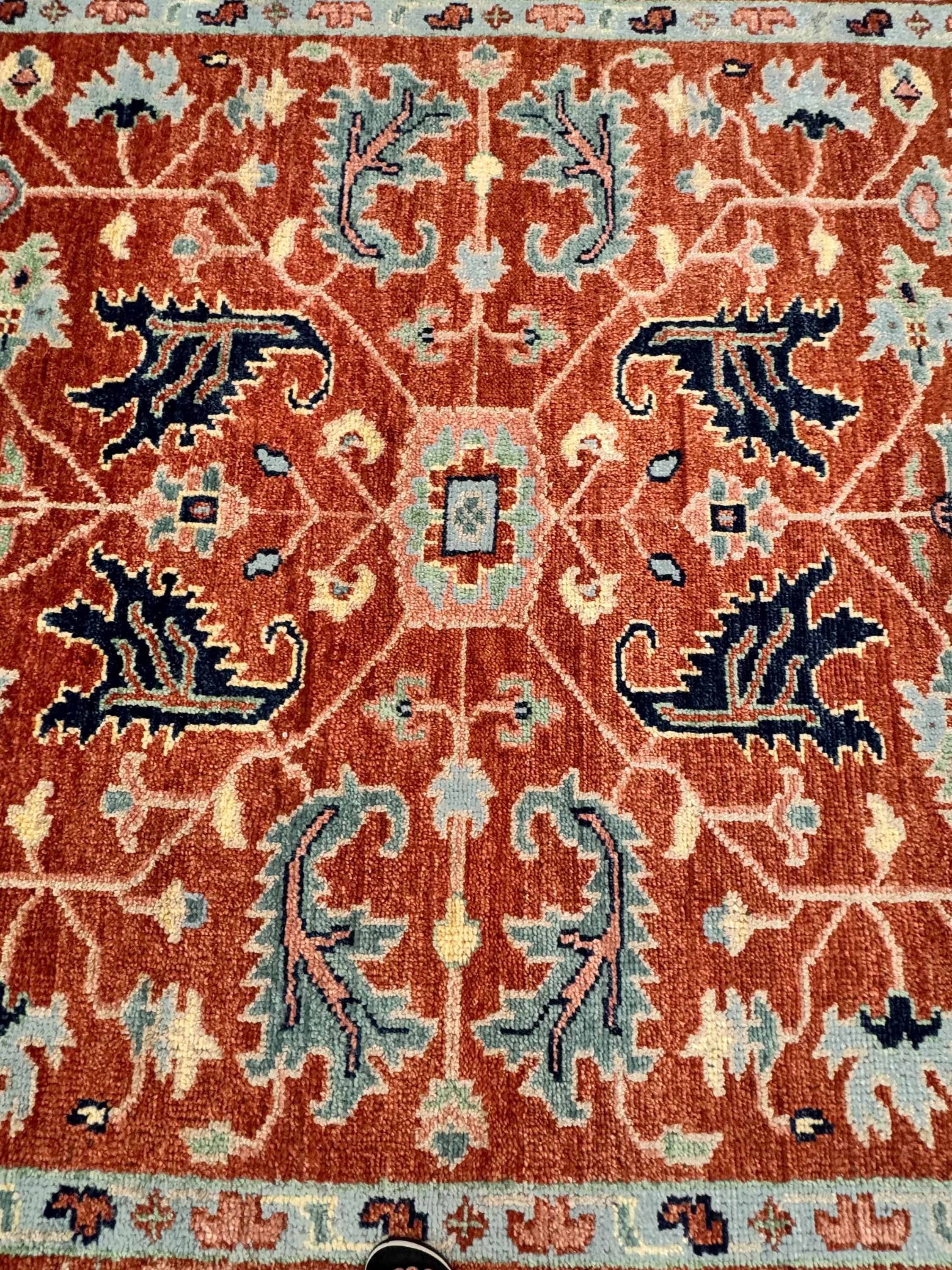 8x10 Hand-Knotted Terracotta & Sage Wool Rug