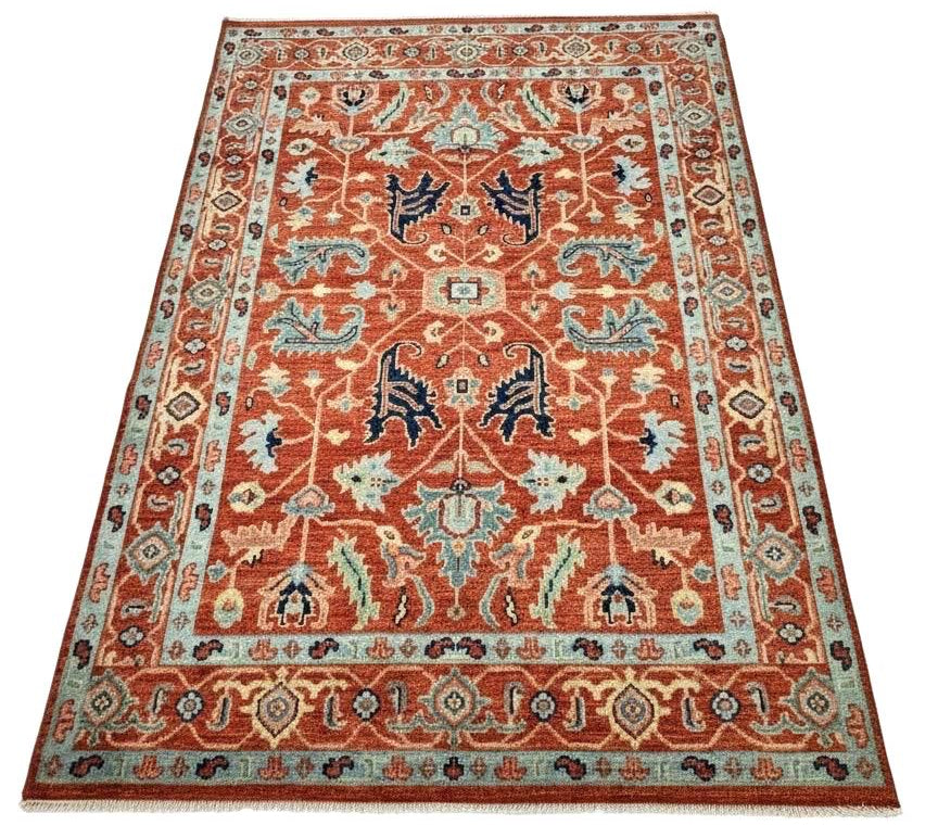 8x10 Hand-Knotted Terracotta & Sage Wool Rug