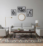 8x10 Hand-Knotted Wool Rug: Modern Traditional Medallion in Charcoal & Plum